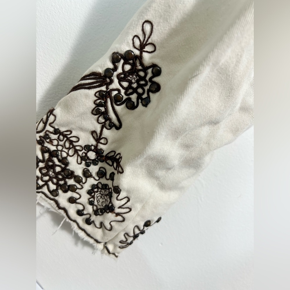 Women's Ivory Laura Ashley Medium Jacket Embroidered Studded Detail Western - Picture 4 of 12